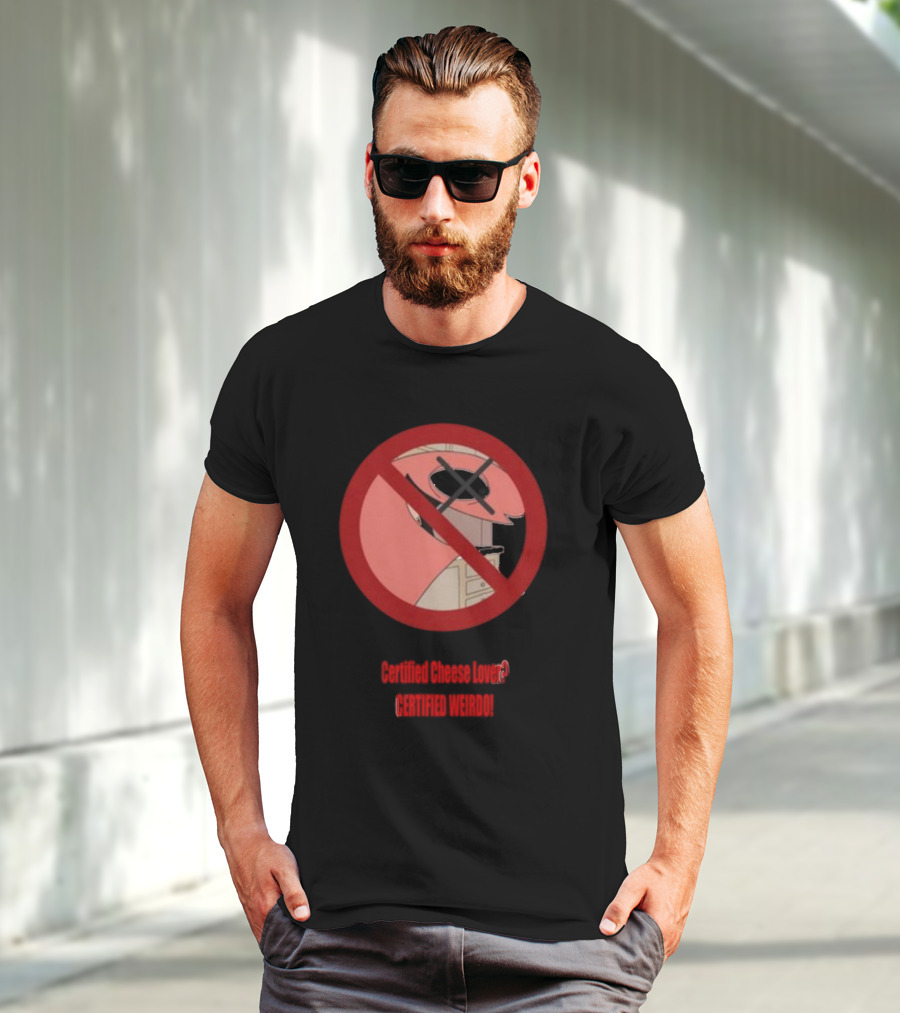 Certified Cheese Lover Certified Weirdo Dj Spitz No Face Silhouette In Red Circle T-Shirt