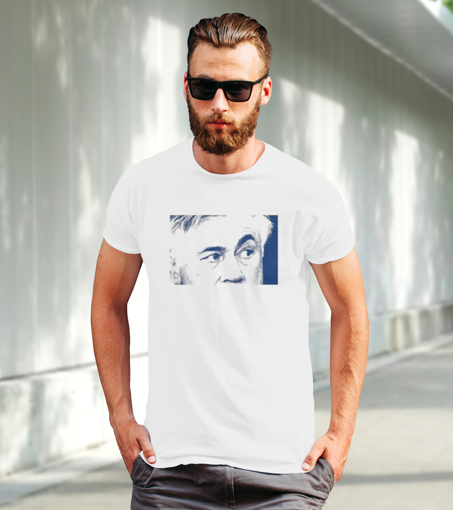Don Carlo Ancelotti Eyes AOF Images In Blue T-Shirt