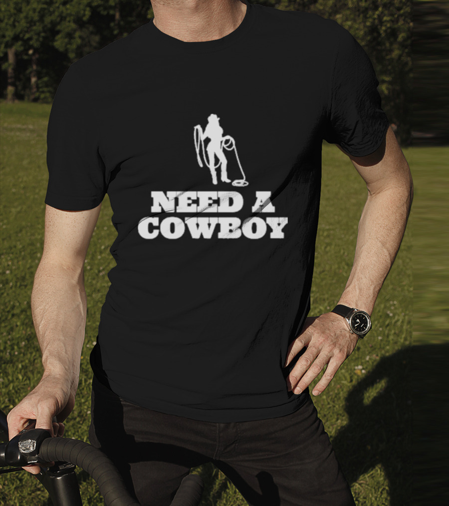 Ellesong Need A Cowboy Western Silhouette Rope T-Shirt