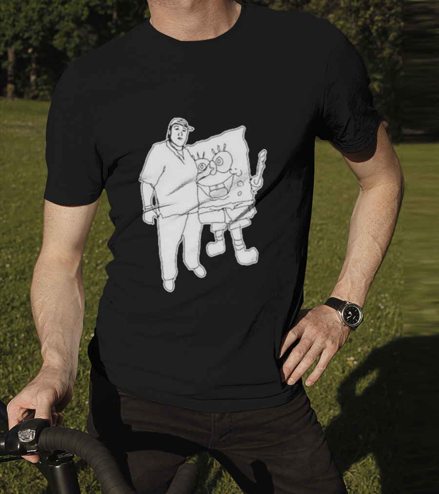 Fake Handshake Tony Spongebob Duo Outline T-Shirt
