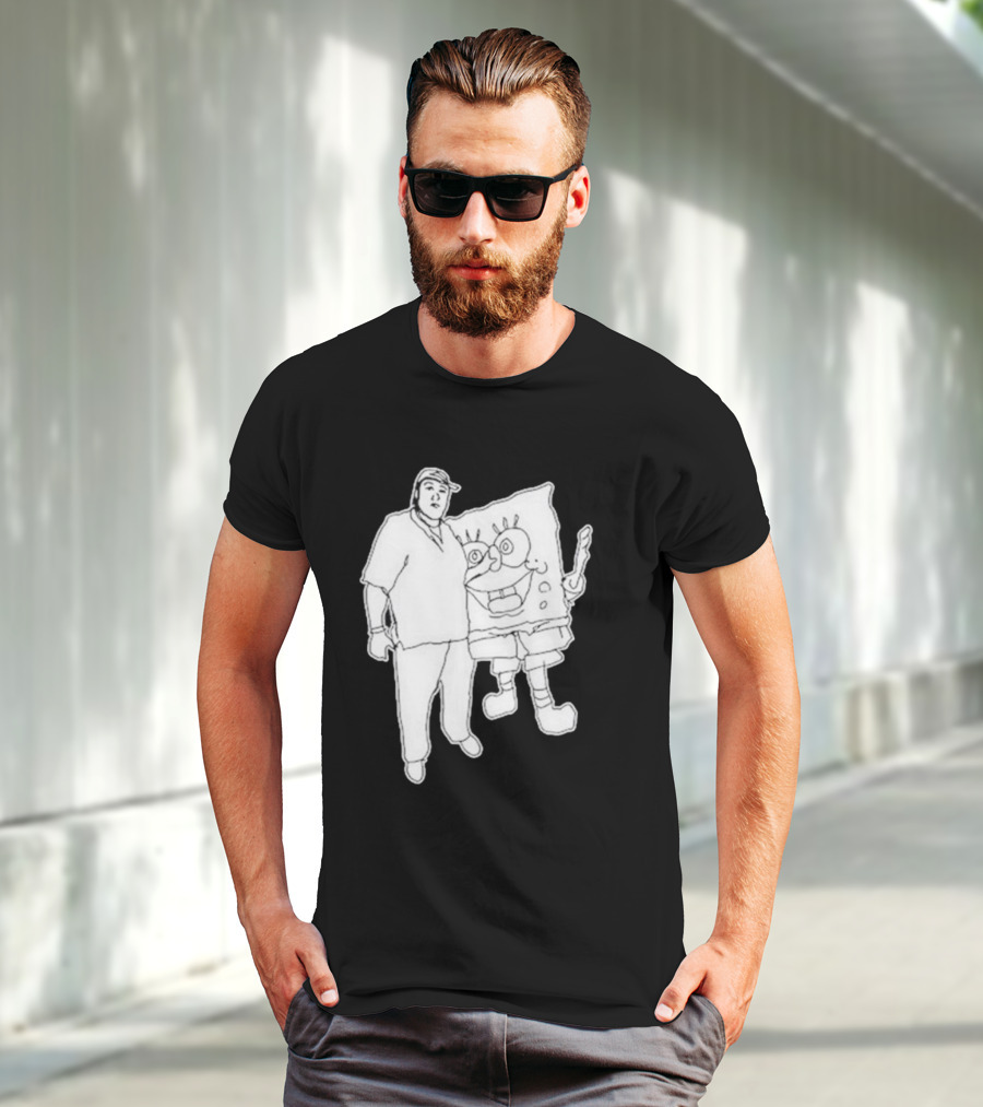Fake Handshake Tony Spongebob Duo Outline T-Shirt