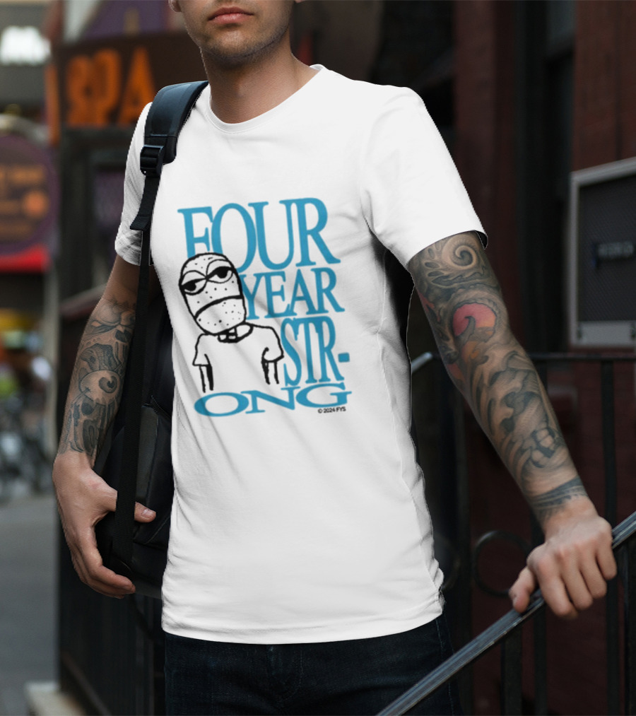 FOUR YEAR STRONG Band Logo With Masked Character T-Shirt