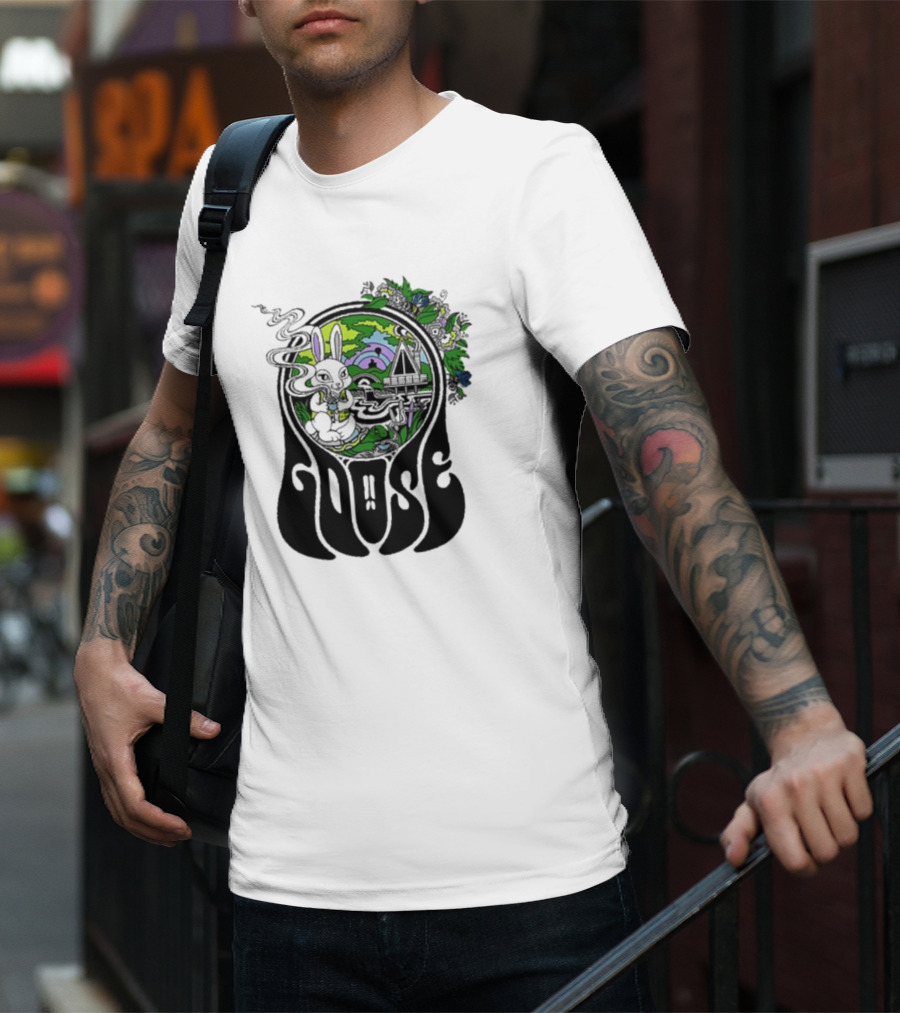 Goose Wonderland Psychedelic Rabbit Forest Portal T-Shirt