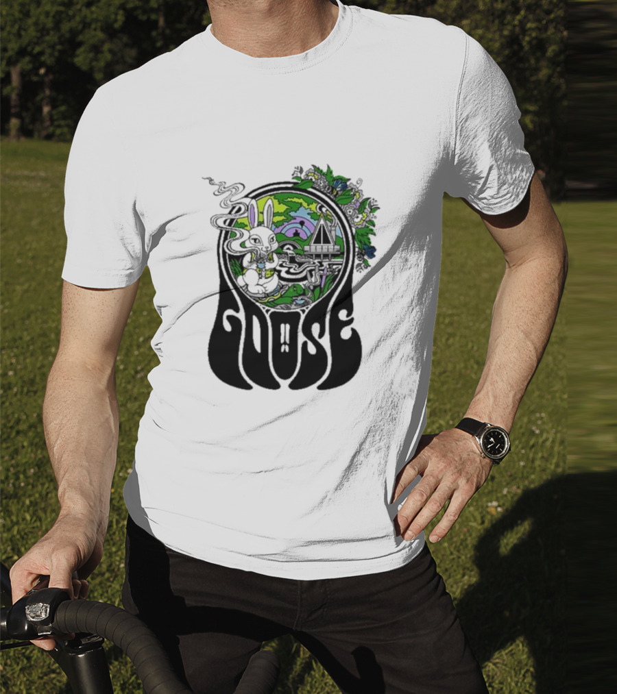 Goose Wonderland Psychedelic Rabbit Forest Portal T-Shirt