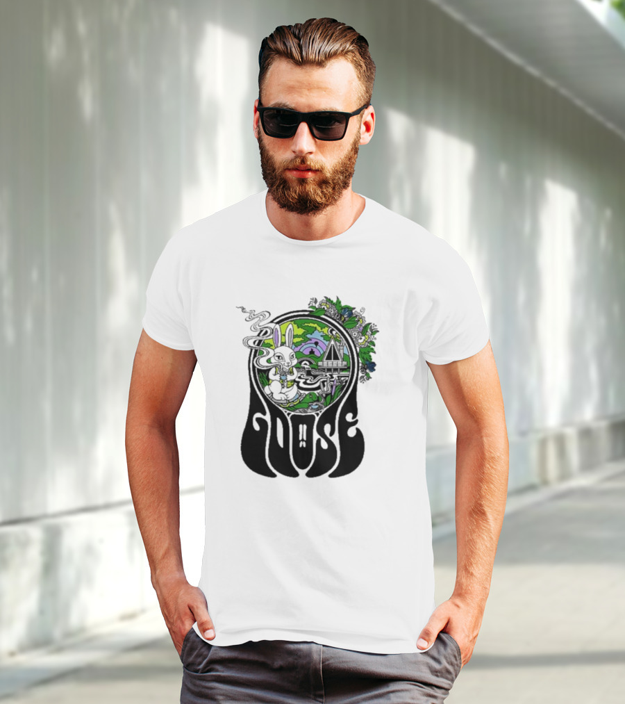 Goose Wonderland Psychedelic Rabbit Forest Portal T-Shirt