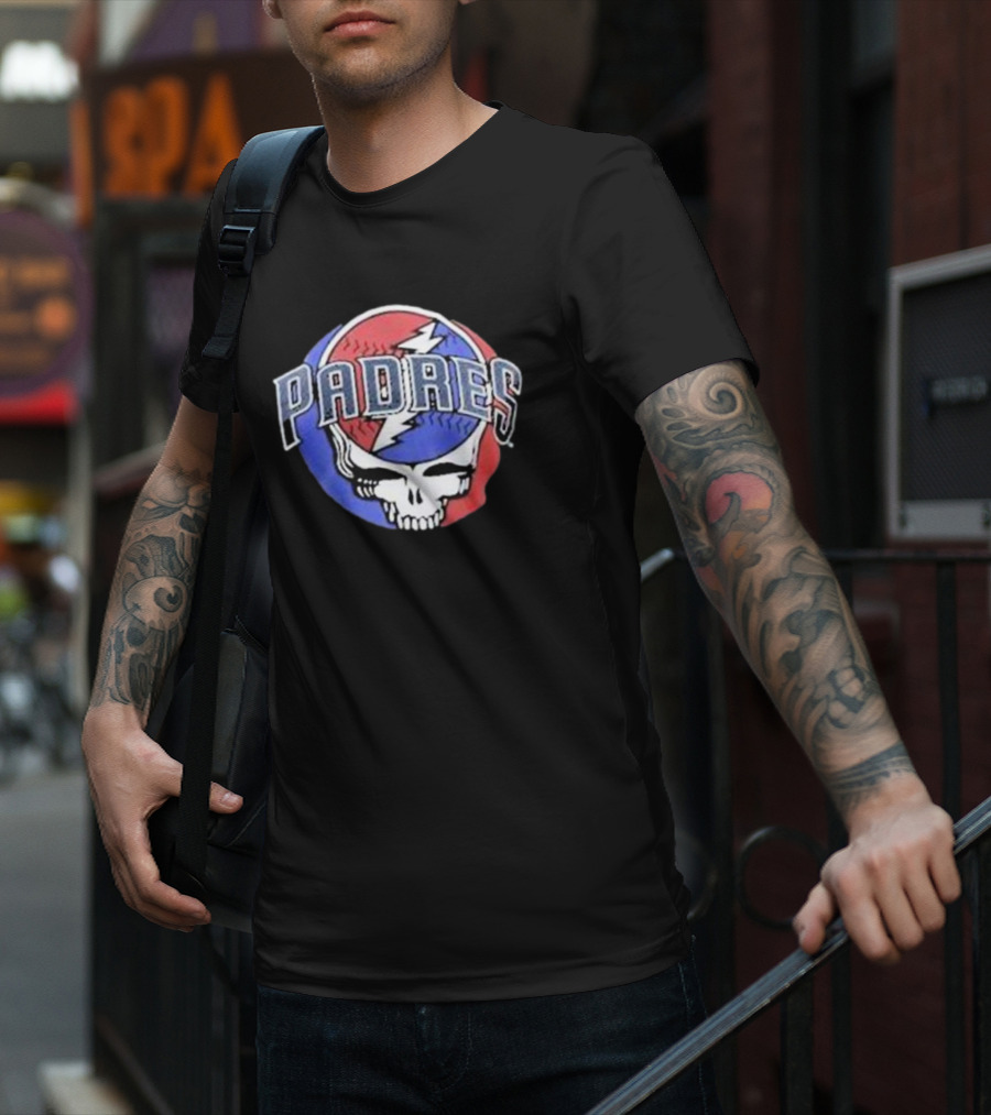 Padres Grateful Dead Style Logo Skully T-Shirt