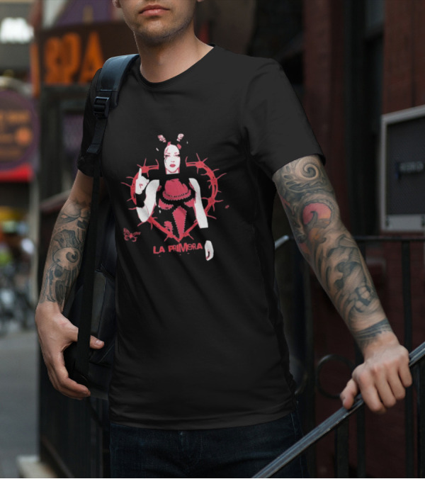 Stephanie Vaquer La Primera Barbed Wire Heart Butterfly Motif T-Shirt
