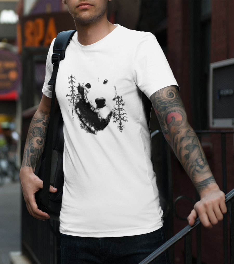 Wolf Face With Stylized Evergreen Trees T-Shirt