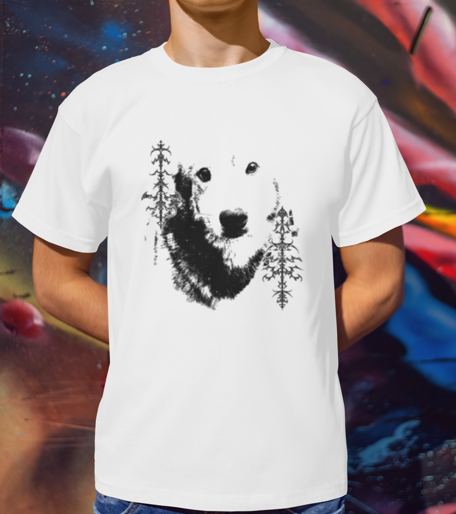 Wolf Face With Stylized Evergreen Trees T-Shirt