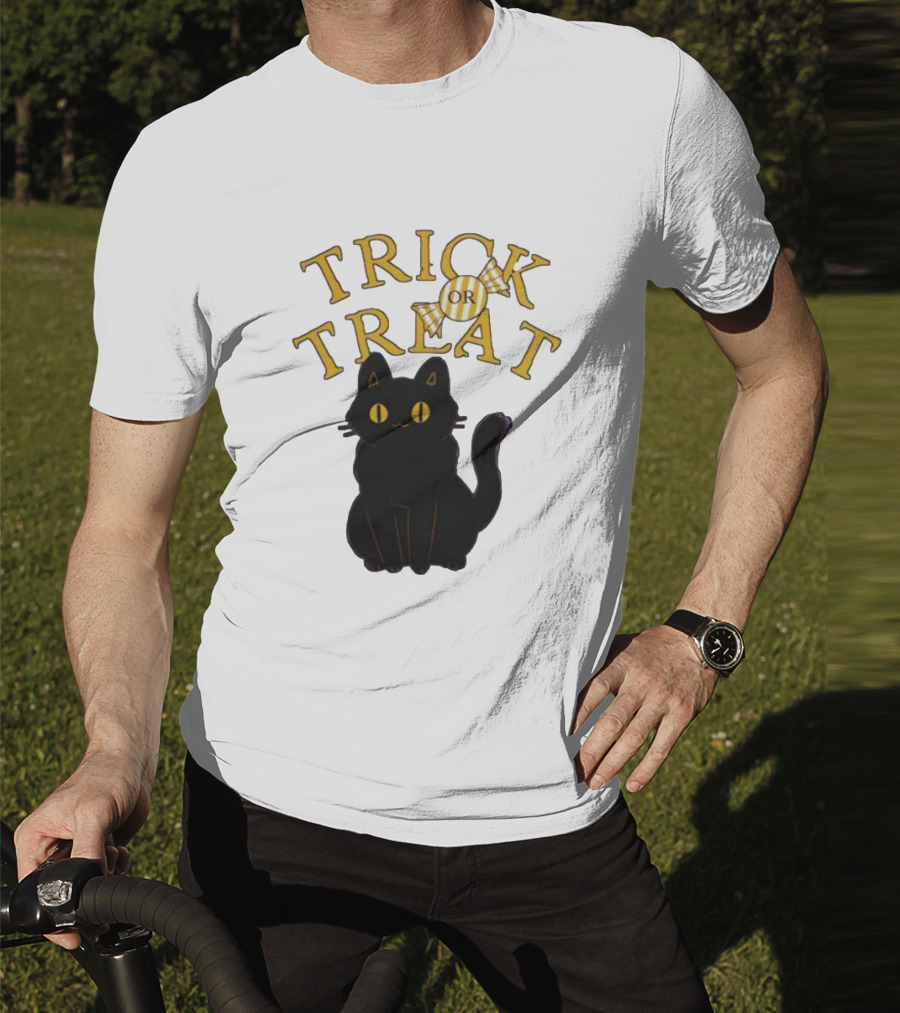 Trick Or Treat Candy Black Cat Halloween T-Shirt