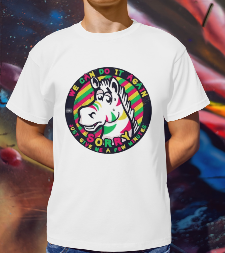 We Can Do It Again Sorry Just Give Me A Few Minutes Rainbow Zebra T-Shirt