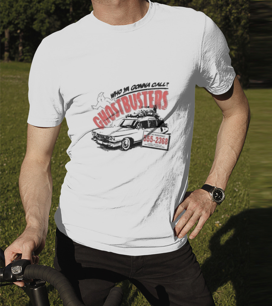 Who Ya Gonna Call Ghostbusters 555 2368 Ectomobile Ghost T-Shirt