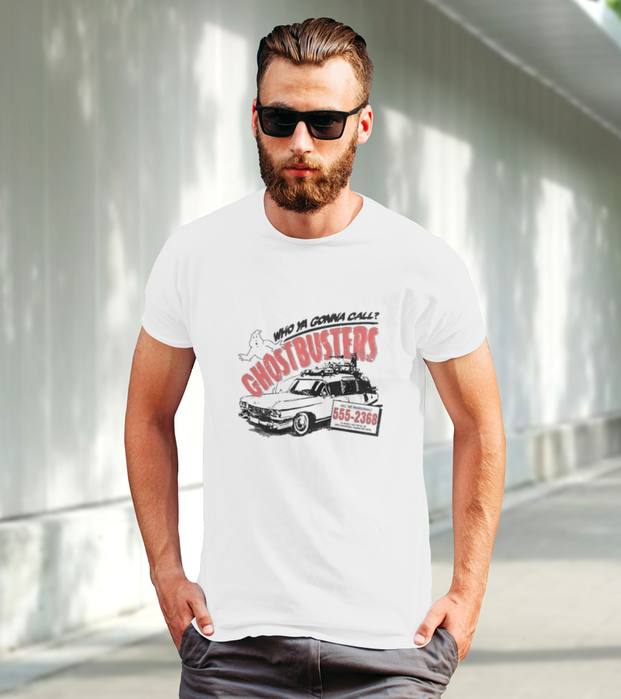 Who Ya Gonna Call Ghostbusters 555 2368 Ectomobile Ghost T-Shirt