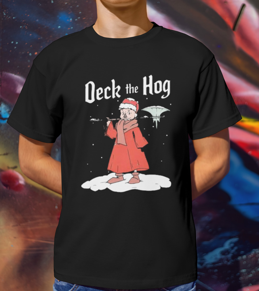 Bilmuri Deck The Hog Christmas Santa Ice Bonk Snow Fantasy T-Shirt