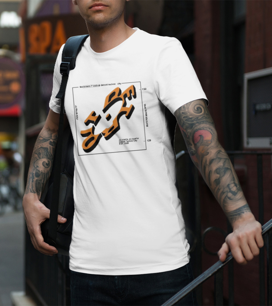 Movement Festival Detroit Techno City EST 2000 45 Heavy Latitude Longitude Coordinates T-Shirt