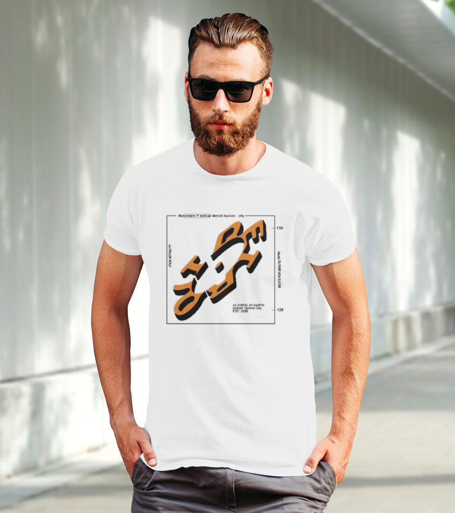 Movement Festival Detroit Techno City EST 2000 45 Heavy Latitude Longitude Coordinates T-Shirt