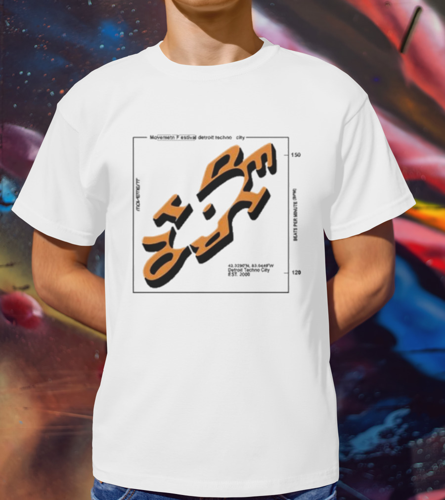 Movement Festival Detroit Techno City EST 2000 45 Heavy Latitude Longitude Coordinates T-Shirt