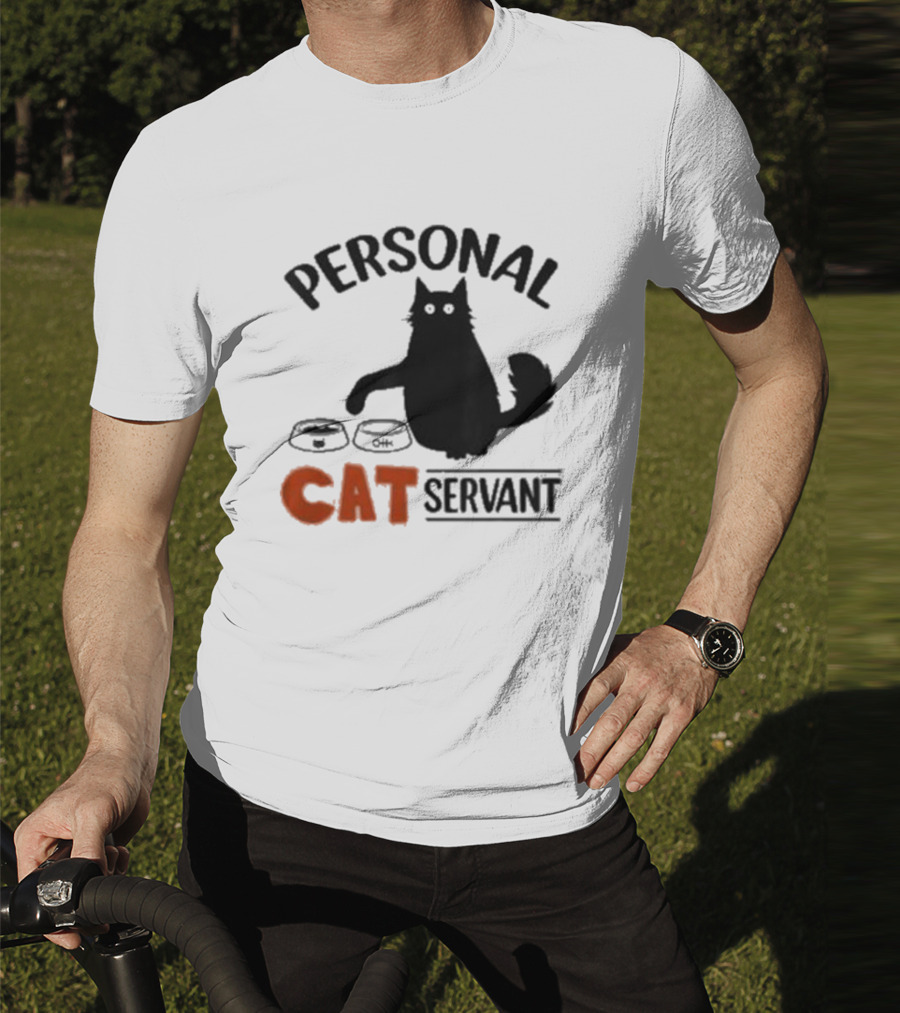 PERSONAL CAT SERVANT WITH PET FOOD BOWLS T-Shirt