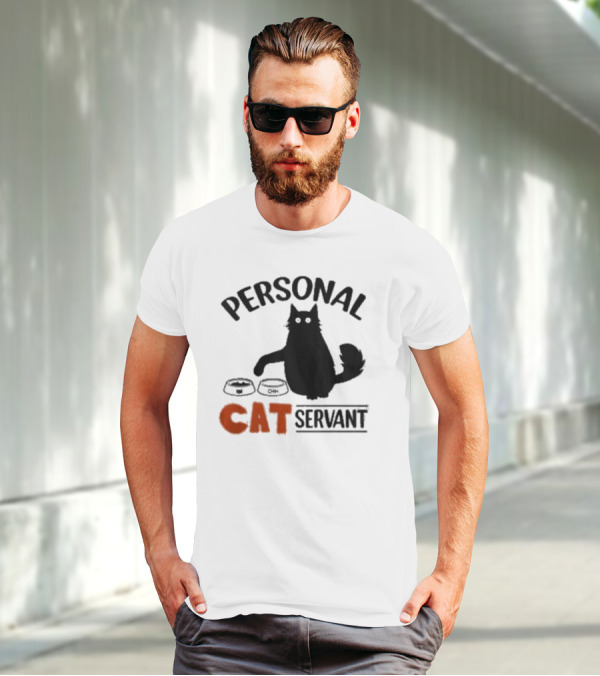 PERSONAL CAT SERVANT WITH PET FOOD BOWLS T-Shirt