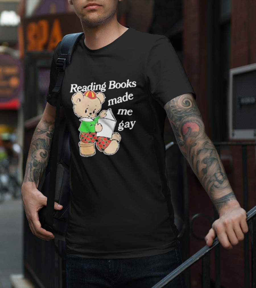 Reading Books Made Me Gay Teddy Bear In Plaid T-Shirt