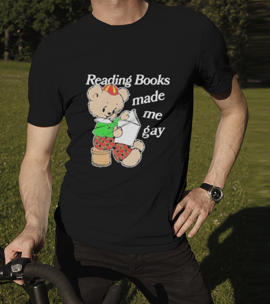 Reading Books Made Me Gay Teddy Bear In Plaid T-Shirt