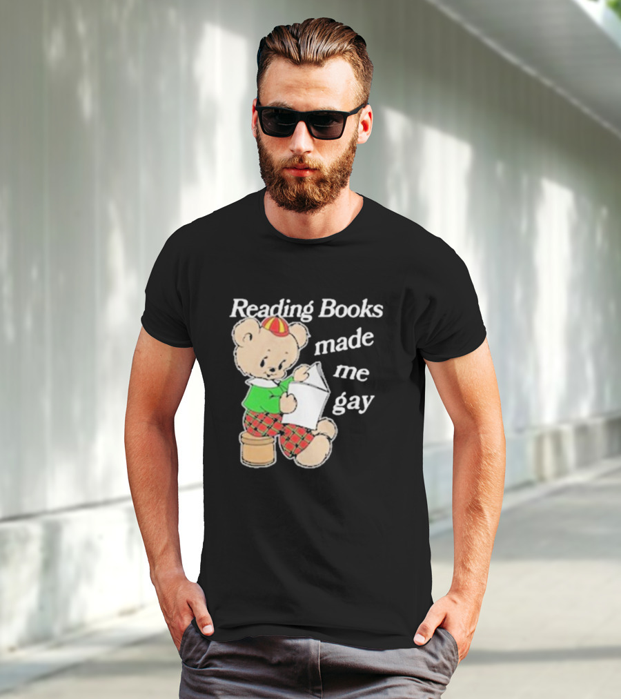 Reading Books Made Me Gay Teddy Bear In Plaid T-Shirt