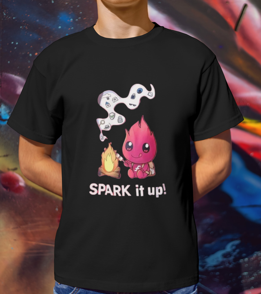Spark It Up Cute Child Fire Roasting Marshmallow With Iconic Symbols T-Shirt