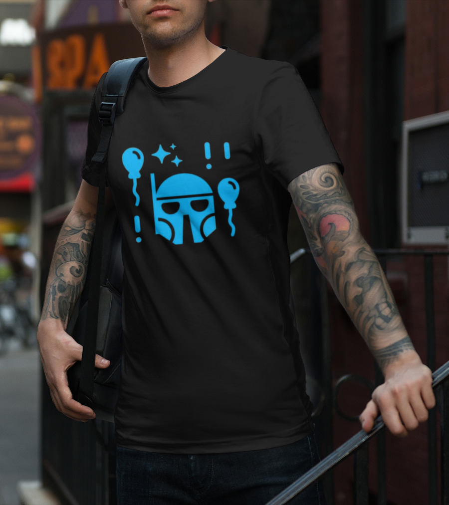 Boba Fett Helmet With Balloons And Stars Youth Star Wars Day T-Shirt