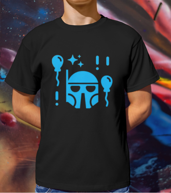Boba Fett Helmet With Balloons And Stars Youth Star Wars Day T-Shirt