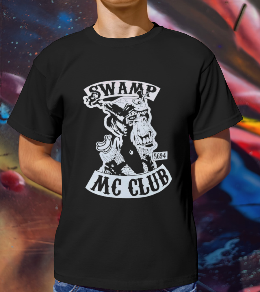 Swamp MC Club 5694 Gorilla Skull Motorcycle Emblem T-Shirt