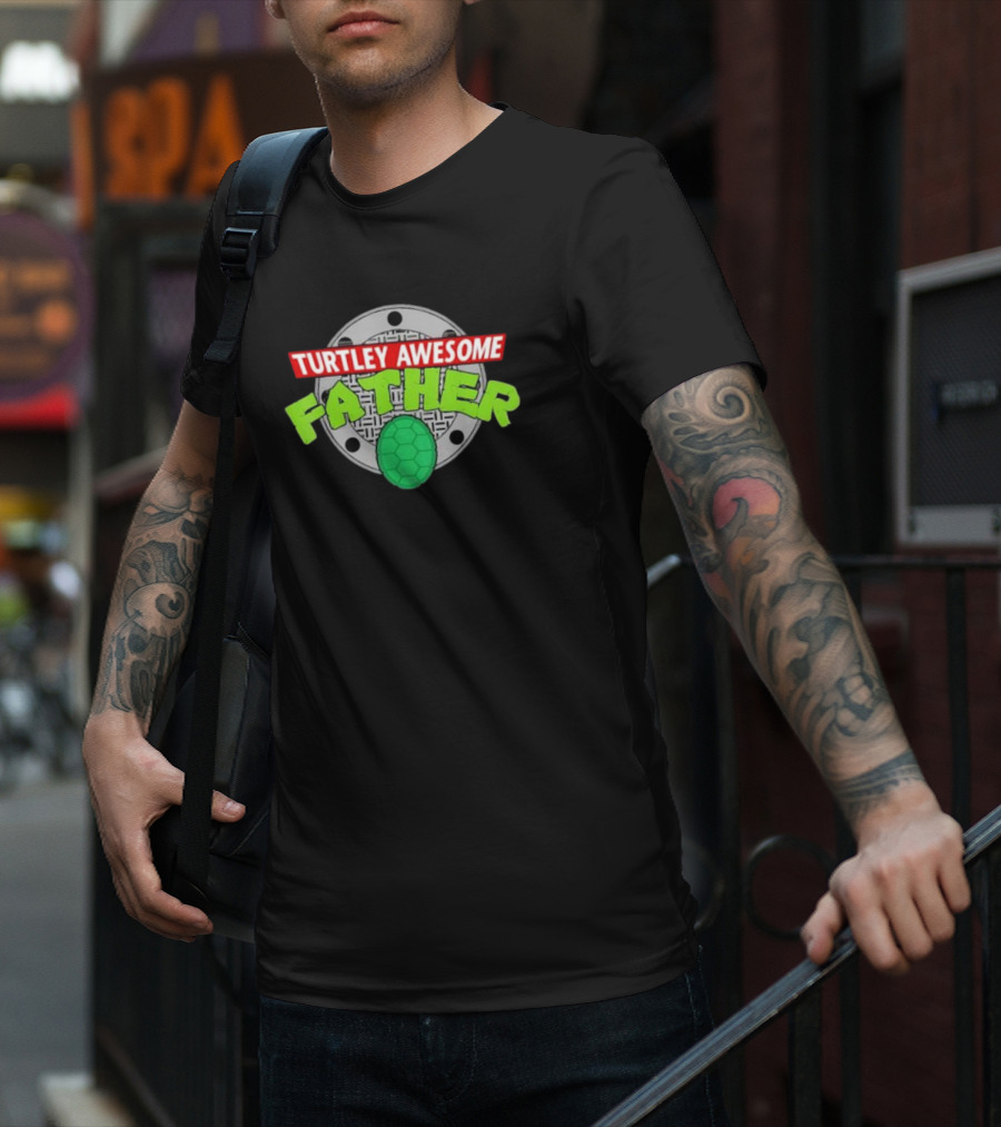 Turtley Awesome Father Sewer Cover Turtle Shell Father's Day T-Shirt