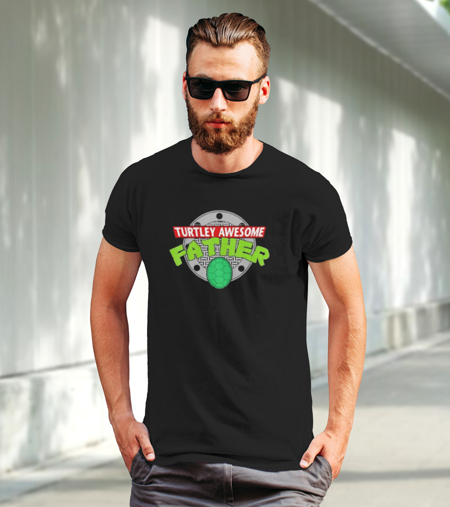 Turtley Awesome Father Sewer Cover Turtle Shell Father's Day T-Shirt