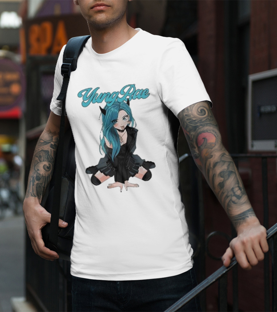 Yung Rae Blue-Haired Goth Anime Girl T-Shirt
