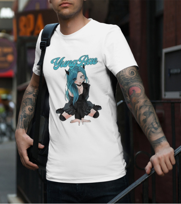 Yung Rae Blue-Haired Goth Anime Girl T-Shirt