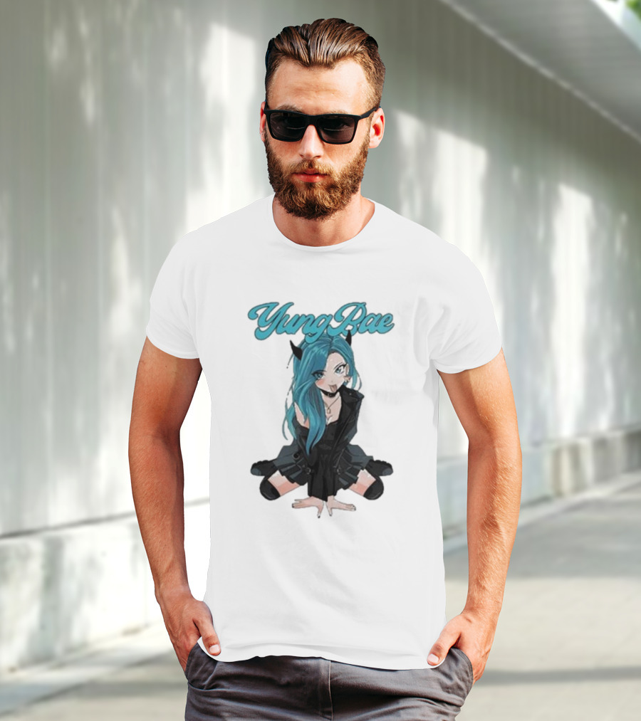 Yung Rae Blue-Haired Goth Anime Girl T-Shirt