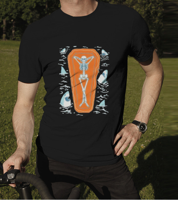 Brain Freeze Press Daydreamer Relaxing Skeleton Coffin Sharks T-Shirt