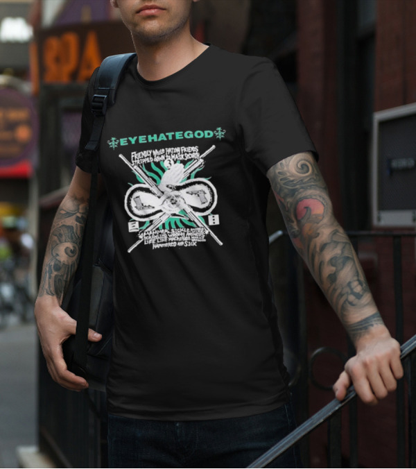 EYEHATEGOD Friendly While Hating Friends Stripped Down To Mask Security Hammer Sickle Hammered And Sick T-Shirt