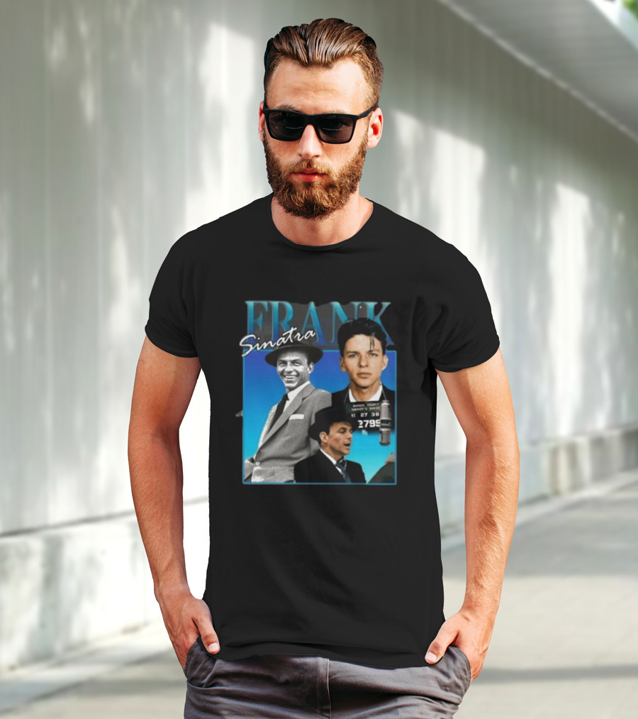 Frank Sinatra Classic Blue Portrait Montage T-Shirt
