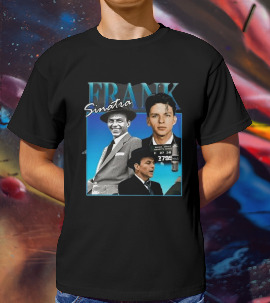 Frank Sinatra Classic Blue Portrait Montage T-Shirt
