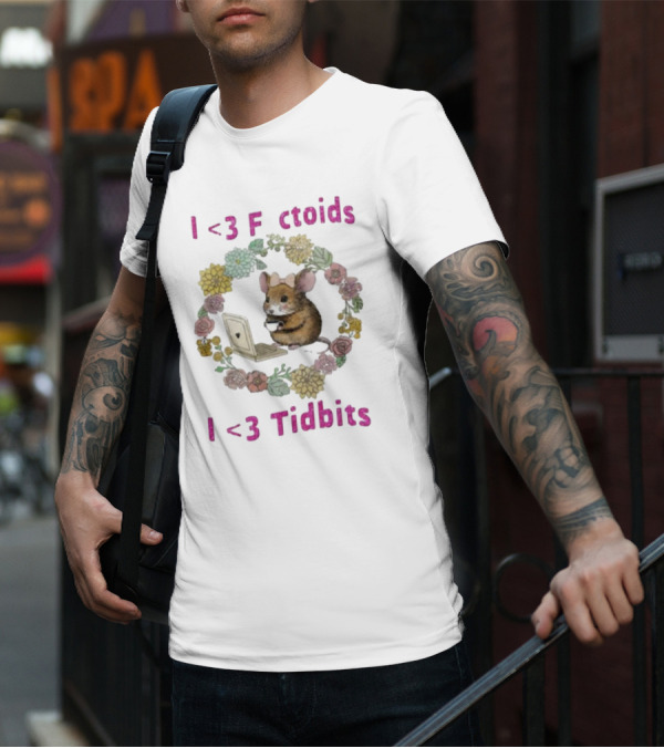 I <3 Factoids I <3 Tidbits Mouse With Laptop Surrounded By Flowers T-Shirt