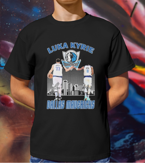 Luka Kyrie Signature Dallas Mavericks City Skyline Basketball T-Shirt