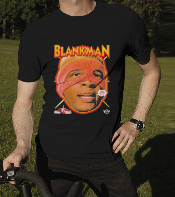 Blankman Heroic Arrival To Save Your Butt With Iconic Masked Superhero Image T-Shirt