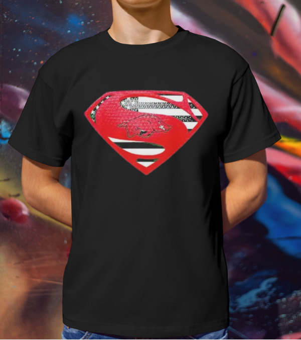 Arkansas Razorbacks Superman Logo With USA Flag Colors T-Shirt