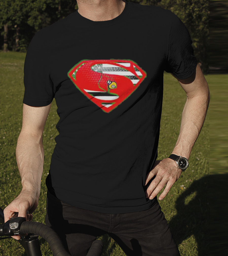 Superman Logo Louisville Cardinals USA Flag Fusion T-Shirt