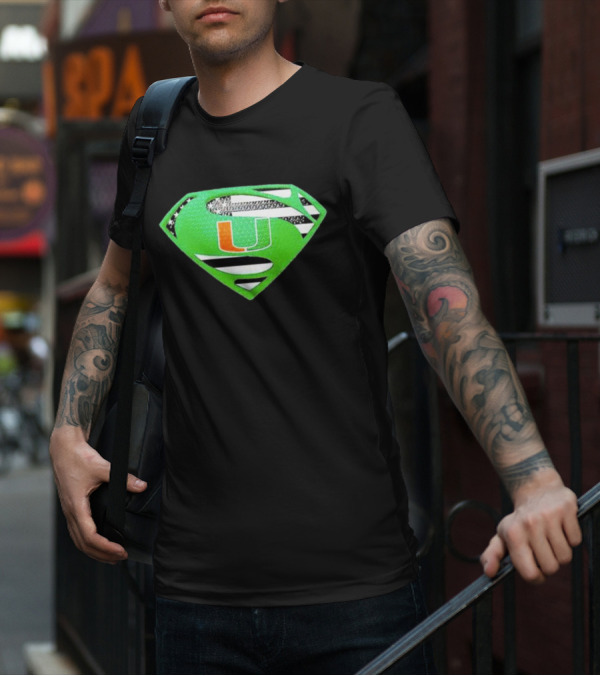 Miami Hurricanes USA Flag Superman T-Shirt