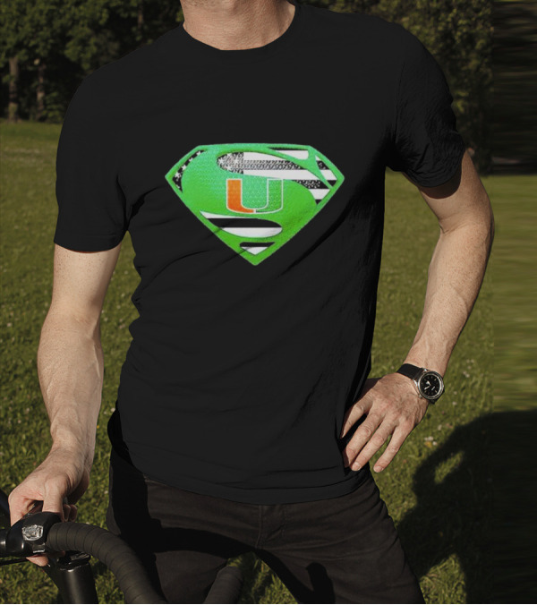Miami Hurricanes USA Flag Superman T-Shirt