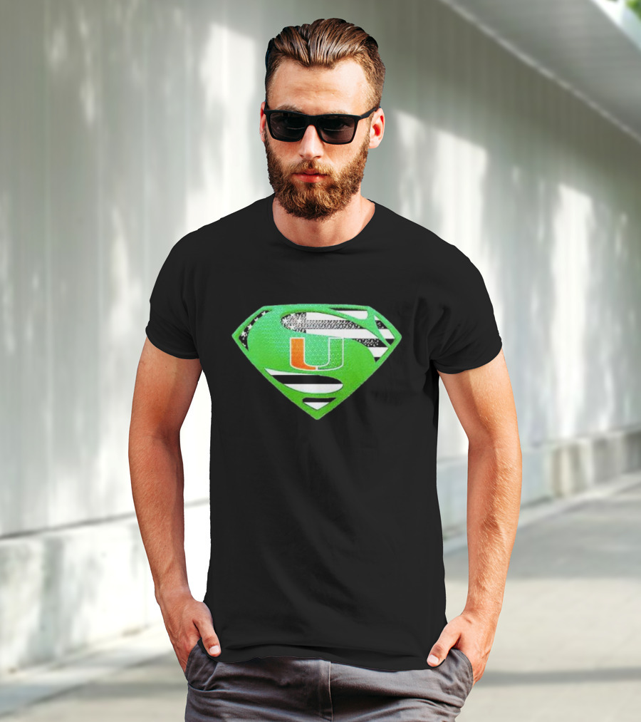 Miami Hurricanes USA Flag Superman T-Shirt