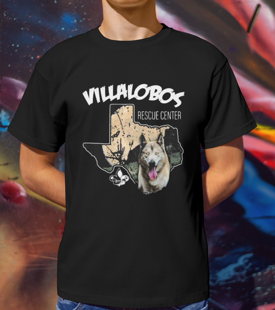 Villalobos Rescue Center Texas Map And Wolf T-Shirt