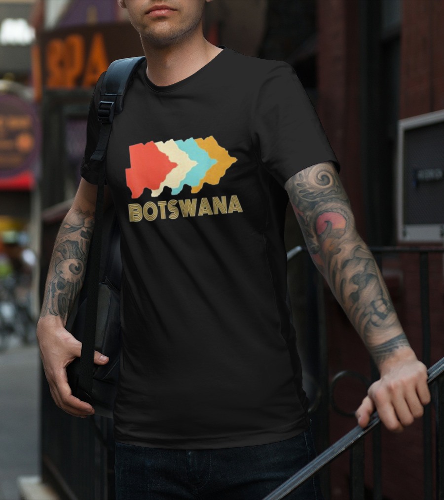 Botswana Vintage Multi-Color Map T-Shirt