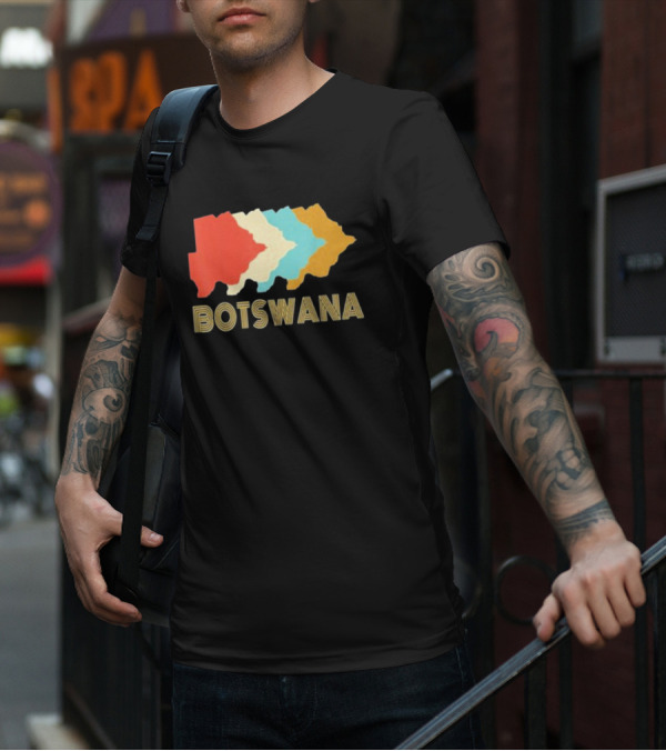 Botswana Vintage Multi-Color Map T-Shirt